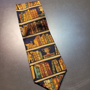 Alynn Neckwear Ex Libris 100% Silk Mens Tie Made in USA EUC Library Librarian